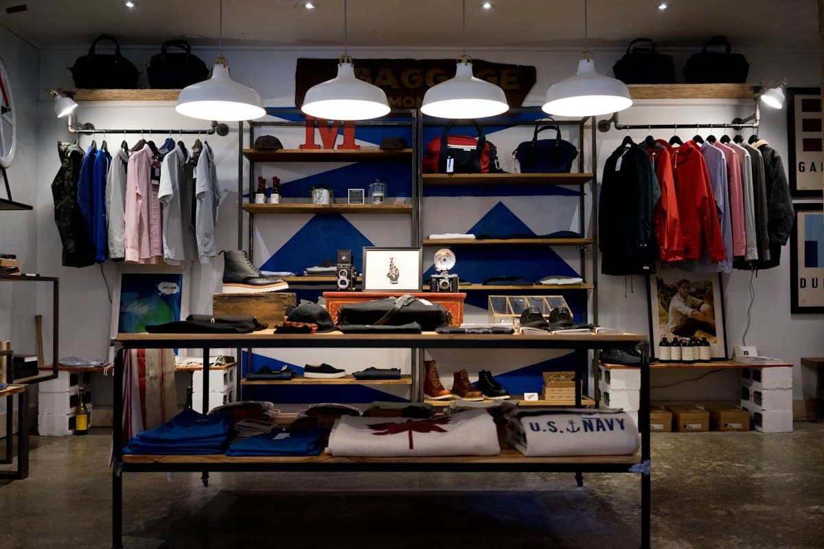 Inside a menswear store