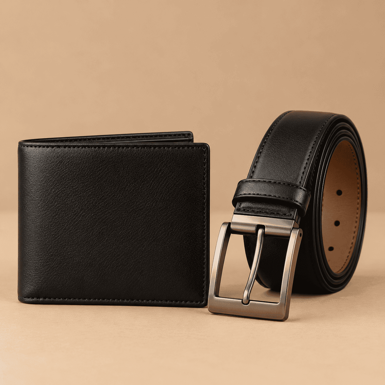 Executive Leather Wallet & Belt Set